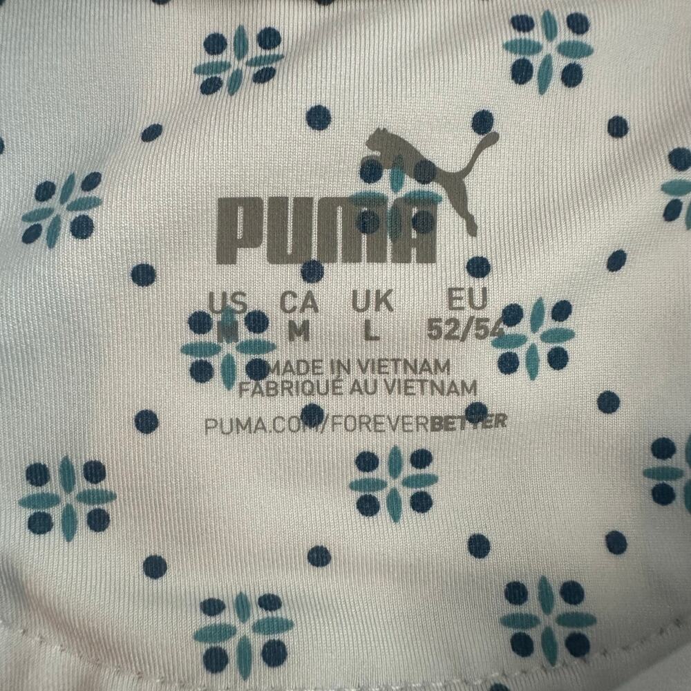 Puma White/Blue Geometric Design, Short Sleeve, Golf Polo- M - Picture 4 of 9